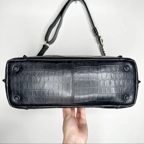 Cole Haan Rodarte Black Croc-Embossed Satchel purse - Picture 6 of 15